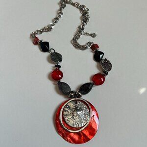 Red and Black Statement Necklace